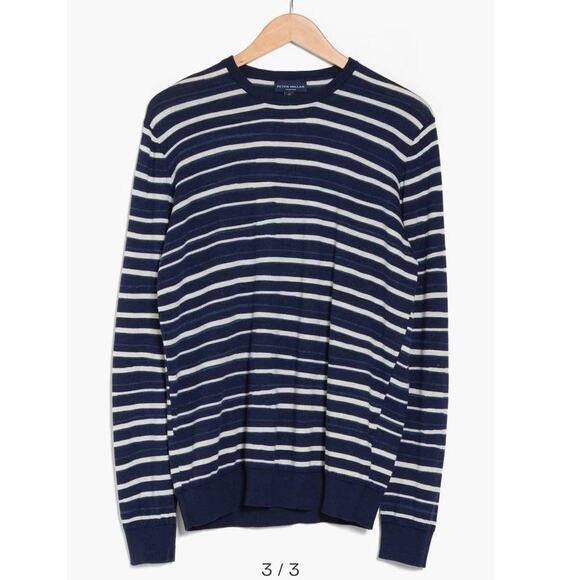 NWT Peter Millar Offshore Uneven Stripe linen merino silk blend sweater - LARGE